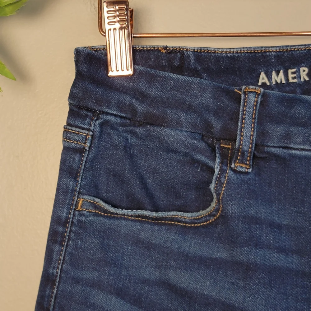 American Eagle Jeans Curvy Super Hi Rise Jeggings Skinny Dark Blue Wash AE 6